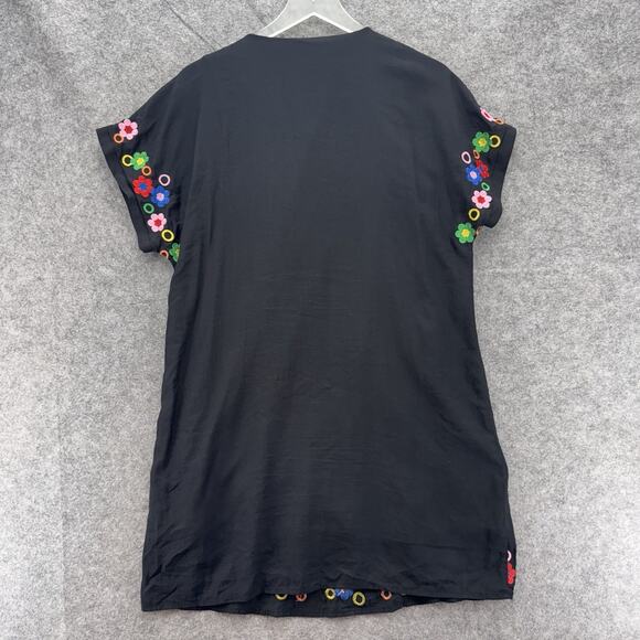 Savanna Jane Womens Floral Embroidered Shift Dress Size S Black Colorful Fiesta - Picture 5 of 7